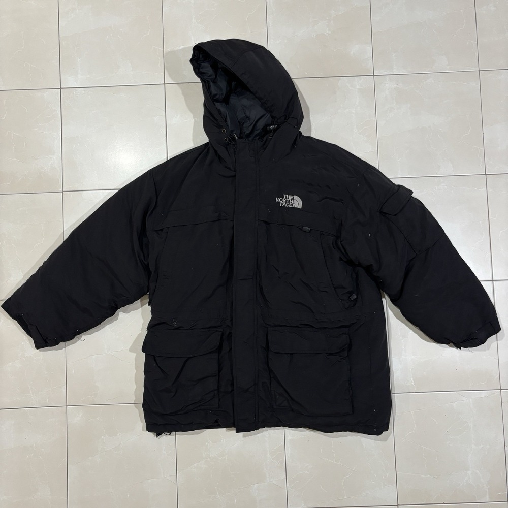 The North Face Goose Down Parka Jacket Heavy Black Men's XL Y2K Zip Winter Ski